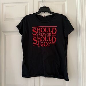 Black Stranger Things “Should I Stay or Should I Go?” Graphic T-Shirt